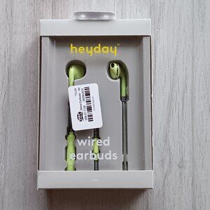 Heyday Wired Earbuds Green Pastel Lime Comfort Fit 3.5MM Aux Plug Mic Gift